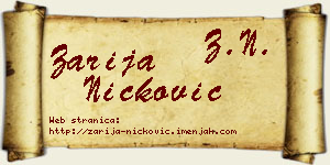 Zarija Ničković vizit kartica